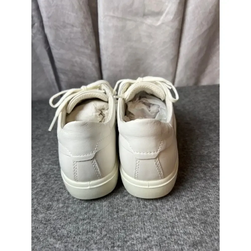 ECCO Shoes Womens 38 Soft Classic Casual Sneakers White Leather Lace Up Low - Picture 5 of 10